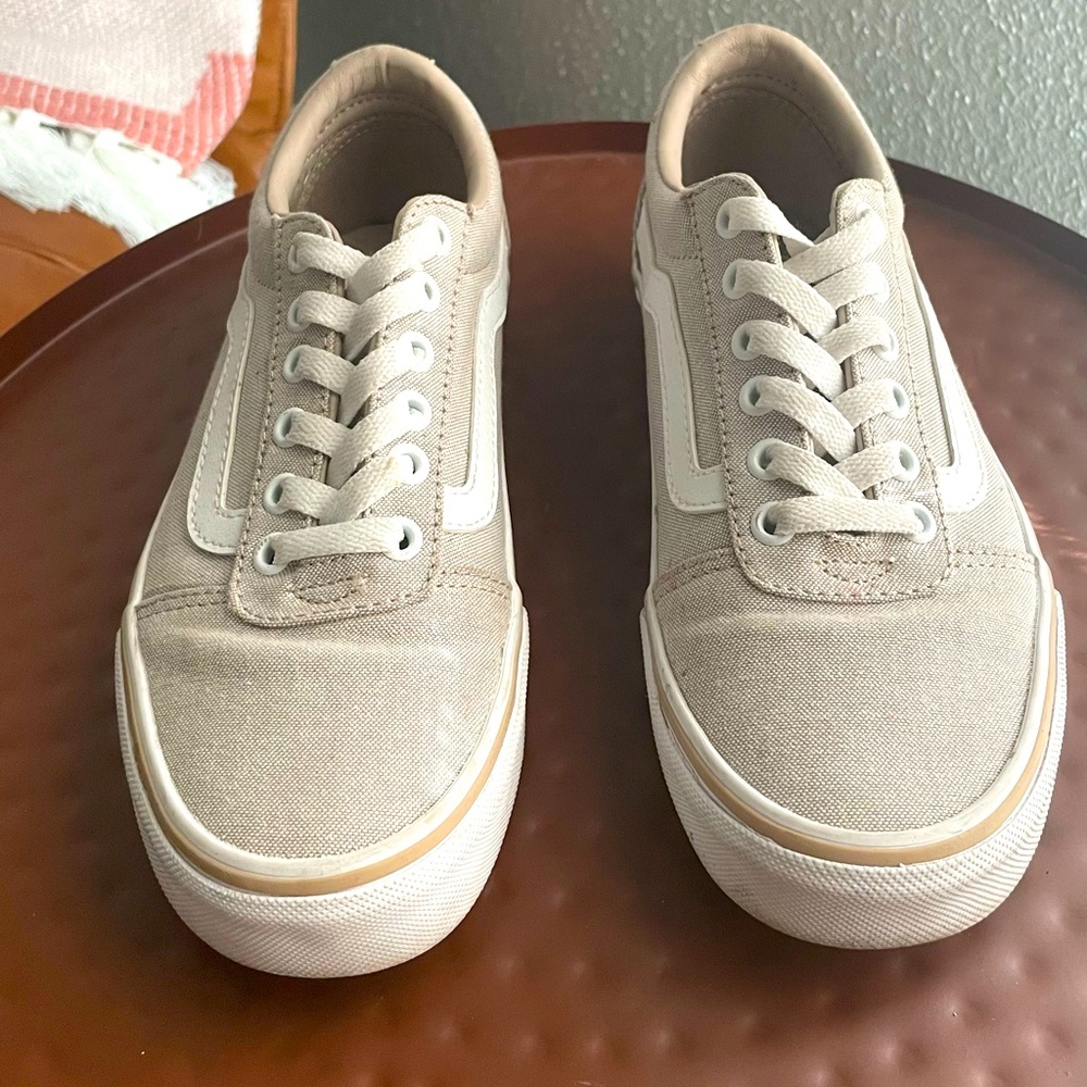 Tan Canvas Vans- sz 4 boys/ 6 womens